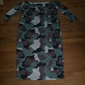 Camouflage Off-Shoulder Maxi Dress 2xl